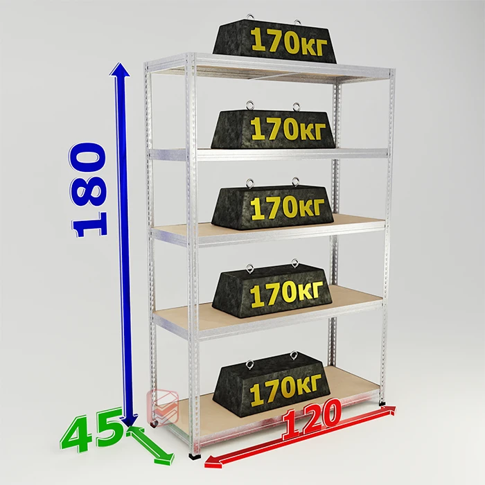 Стеллаж металлический с оцинковкой SBL 180х120х45 5 полок фото Стеллаж Мастер